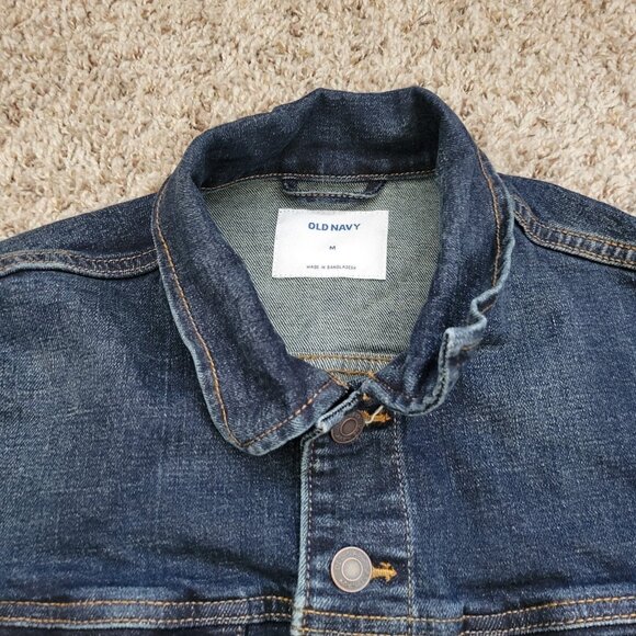 Old Navy Jean Jacket Womens Medium Denim Button Up Western Dark Wash - Picture 2 of 7